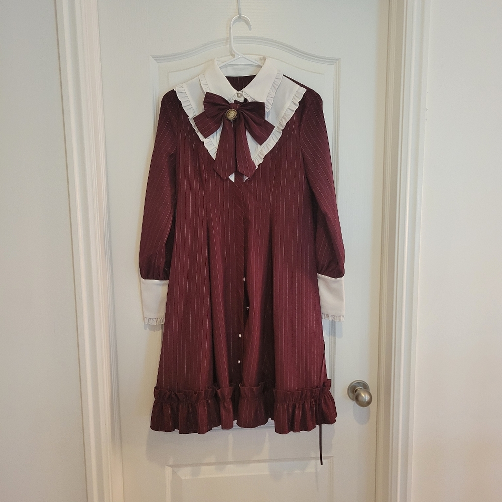 Academia style burgundy dress